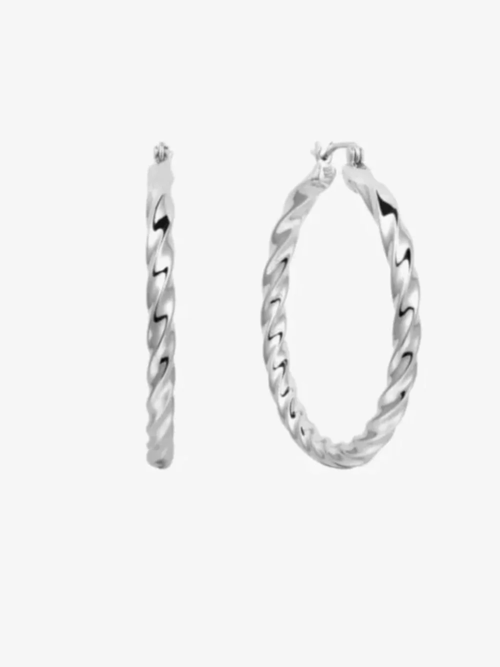 Rumored Cher silver Textured Twist Hoop Earrings - Picture 4 of 4